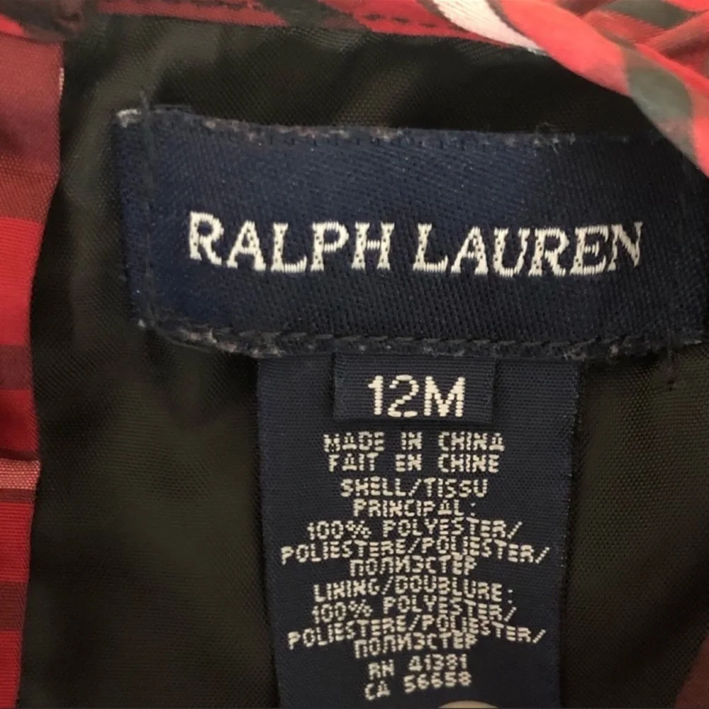 *RELISTED* Ralph Lauren Red & Black Plaid Dress & Bloomers Girl’s Size 12 Months - Picture 8 of 9